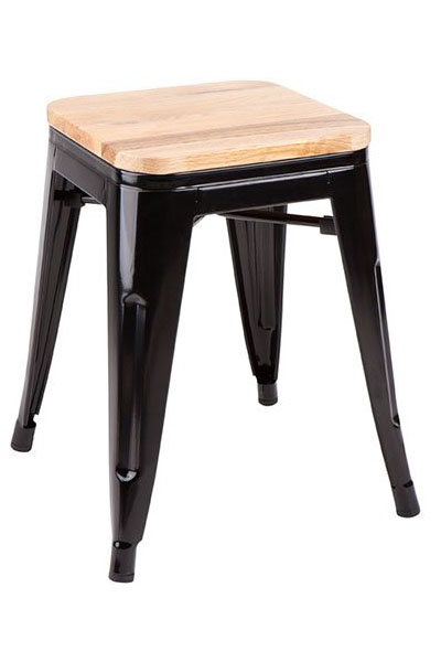 Tolix Stool With Timber Seat
