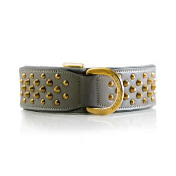 Grey leather dog collar