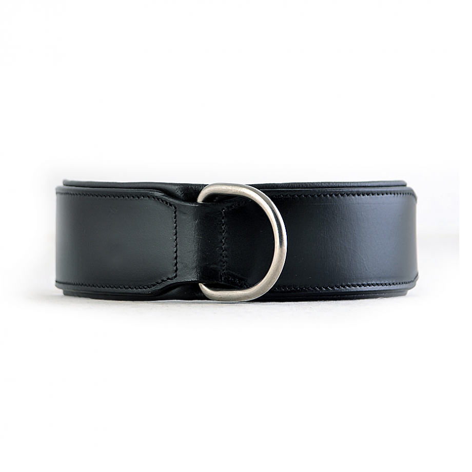 Black handmade leather dog collar